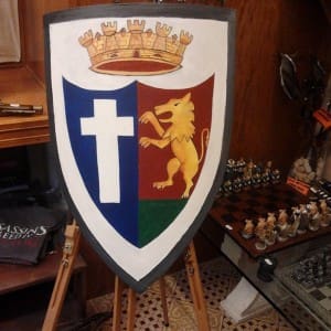 Scutum imperiale, rivestimento in lino, con fondo per pittura - immagine 5