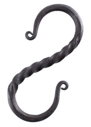 Gancio a S forgiato a mano, ca. 10 cm, ritorto