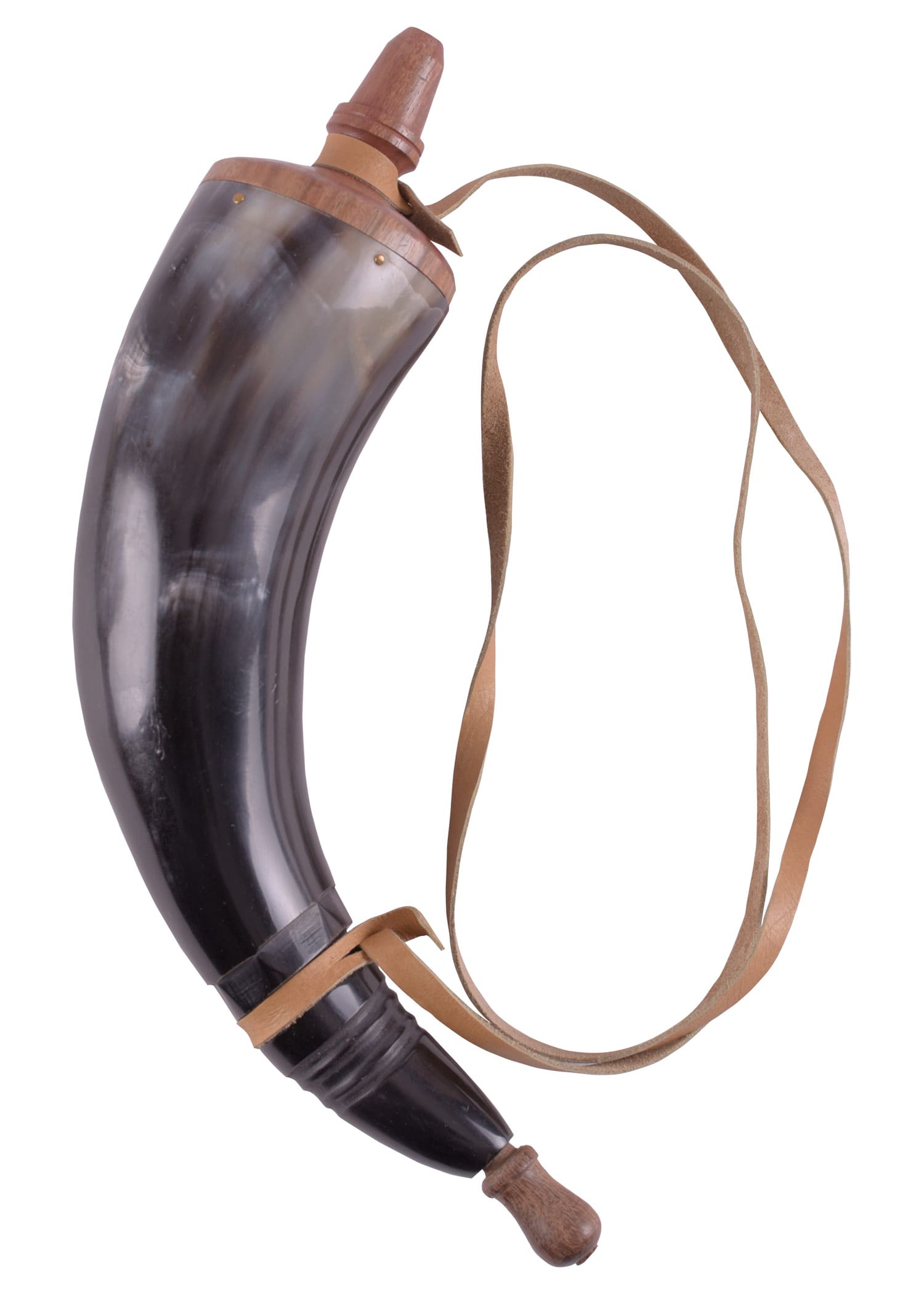Corno da polvere con cinturino in pelle