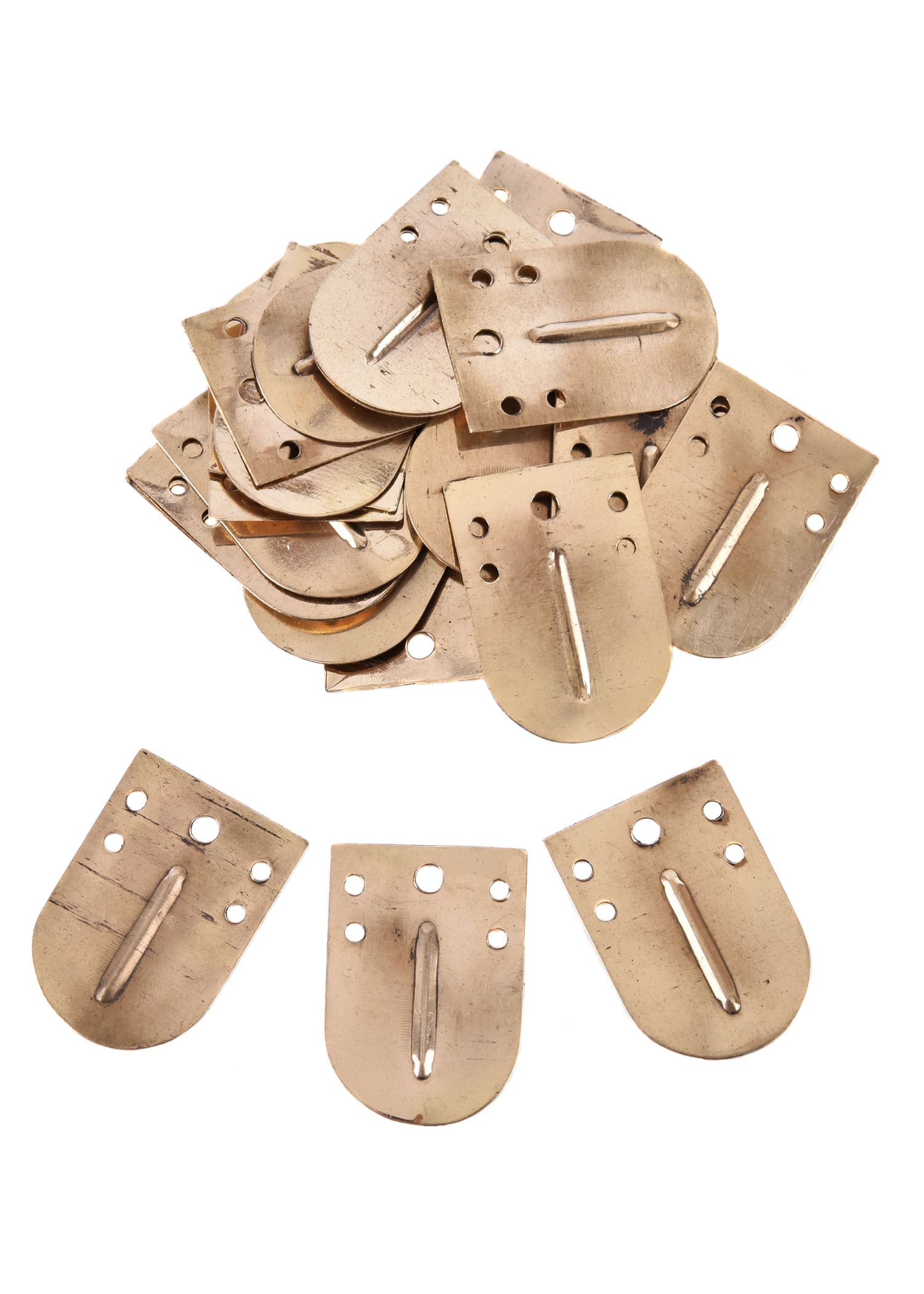 Scaglie in ottone per Armature Lamellari, 25 mm x 35 mm, con nervatura