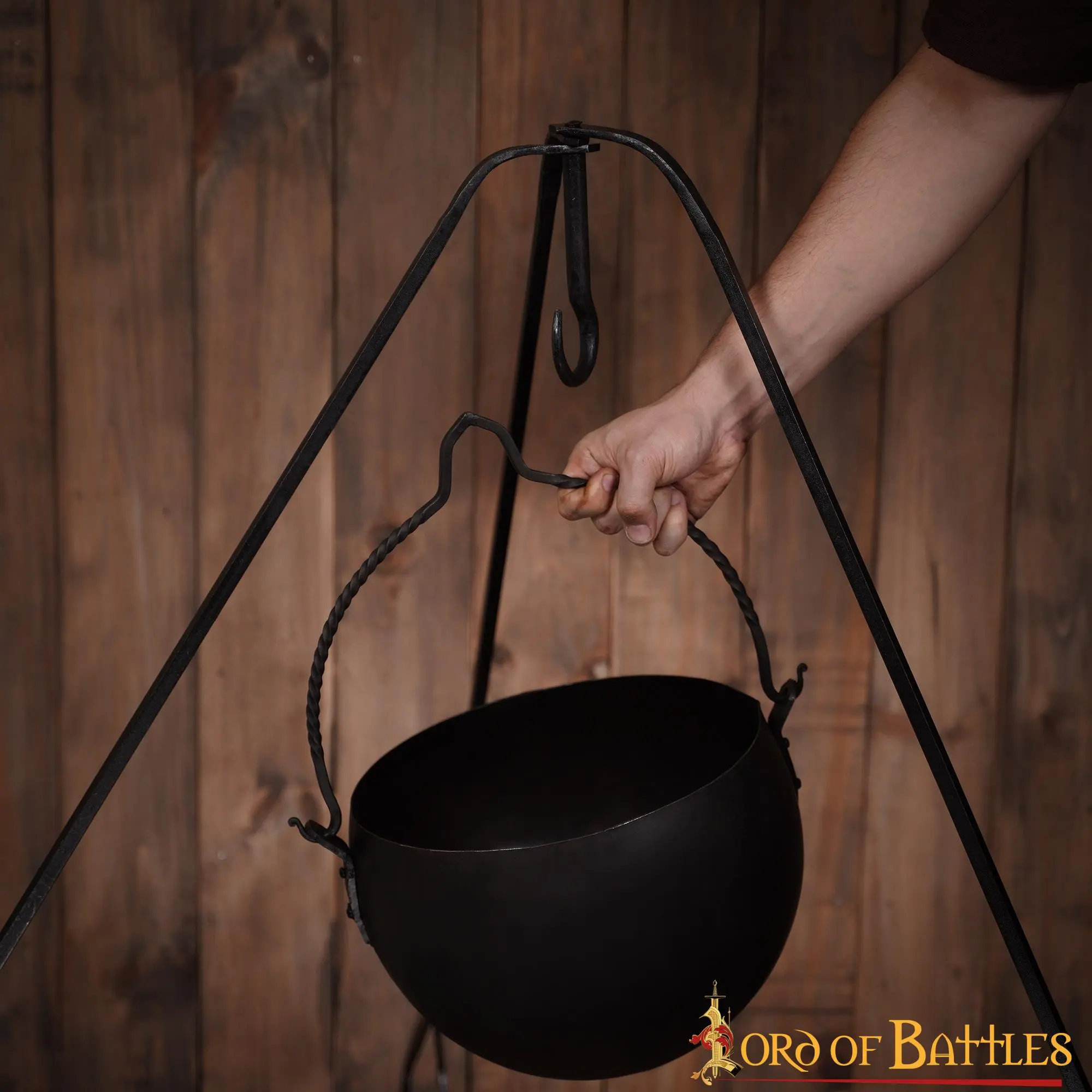 Calderone da cucina forgiato a mano, diametro 32 cm ca. - immagine 4