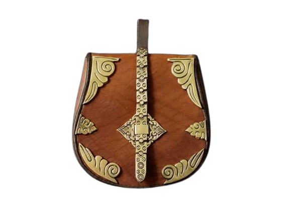 Scarsella vichinga/rus, cuoio e ottone