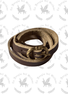 Cintura stretta marrone fibbia in ottone, 140 cm