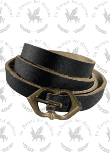 Cintura stretta nera fibbia in ottone, 140 cm